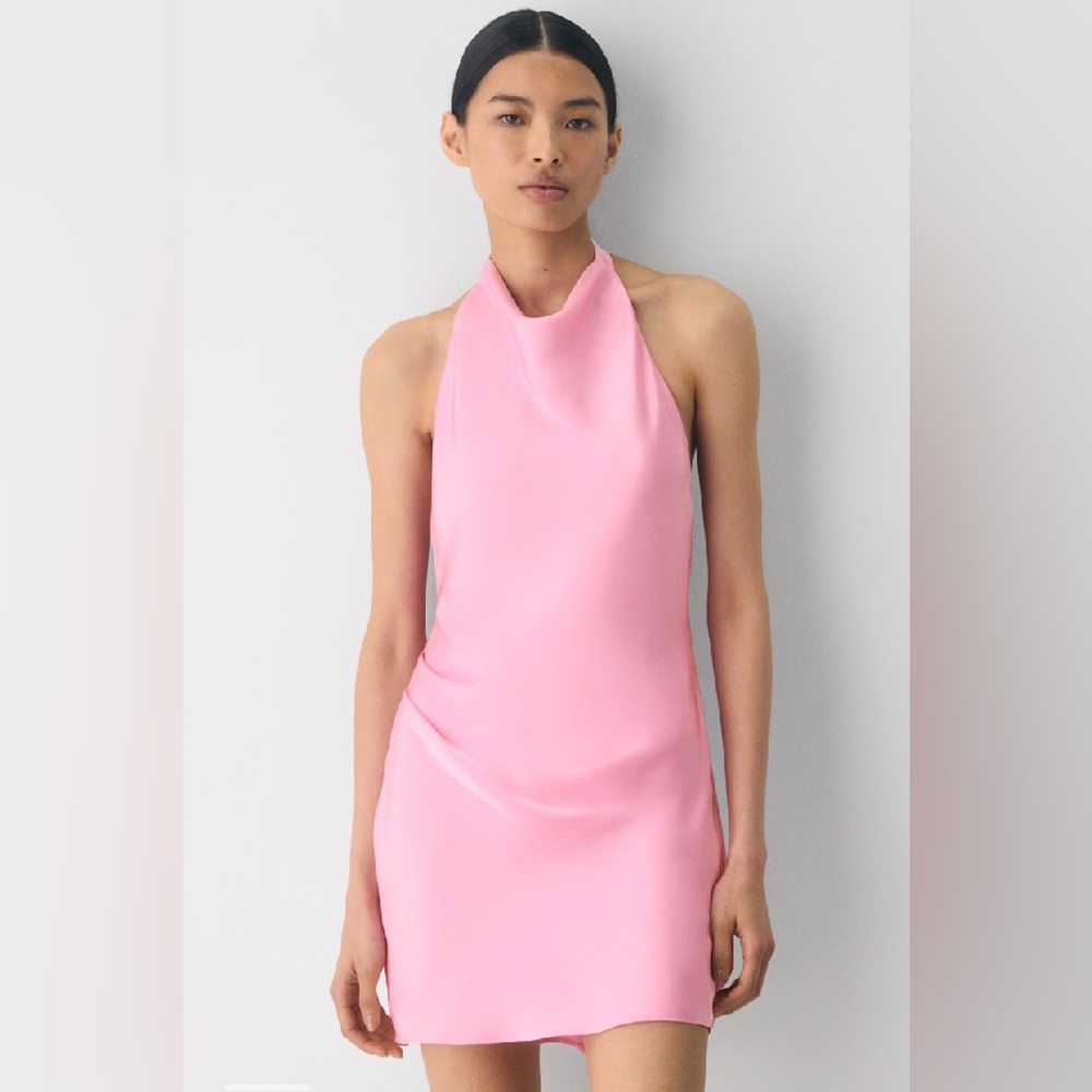 NEW Aritzia Audience Satin Halter Mini Dress in Jellybean Pink Size 6